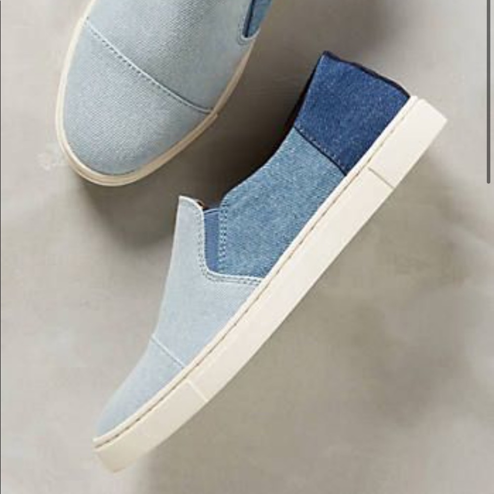 Anthro Frye Two-tone Denim Slip-on Sneaker Sz 7